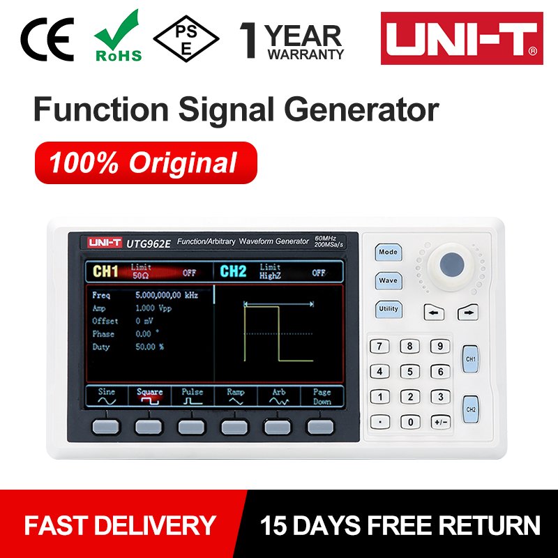 UNI-T UTG932E UTG962E Function - огляд і ціна Dual Channel Arbitrary Waveform Function Generator 60Mhz