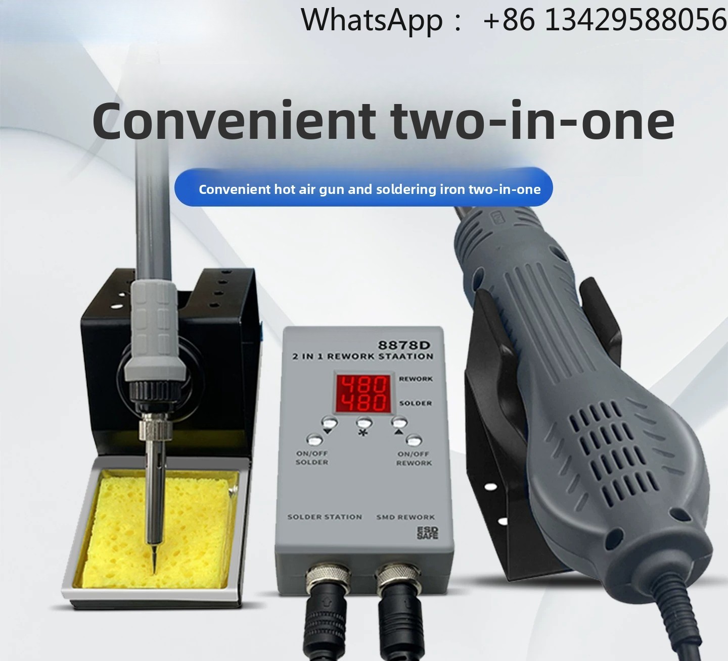 8878D 2-in-1 Rework Station –  - огляд і ціна Smd Rework Station Hot Air Soldering 2 In 1