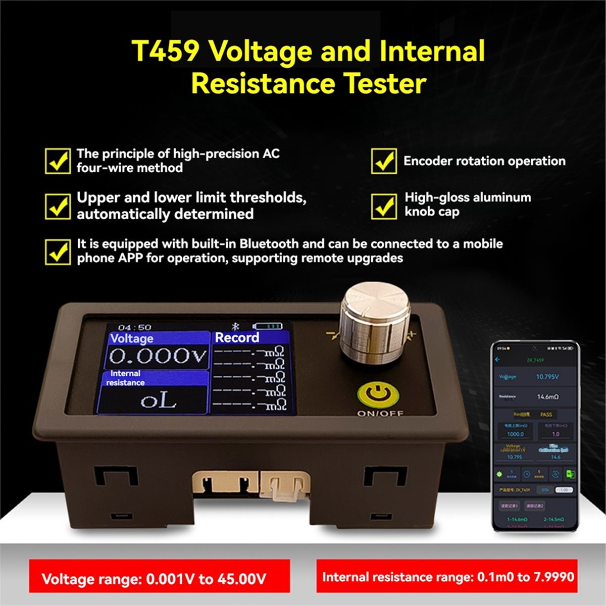 AS62 T459 DC 5V Four-Wire Batt - огляд і ціна Battery Internal Resistance Tester Four Wire